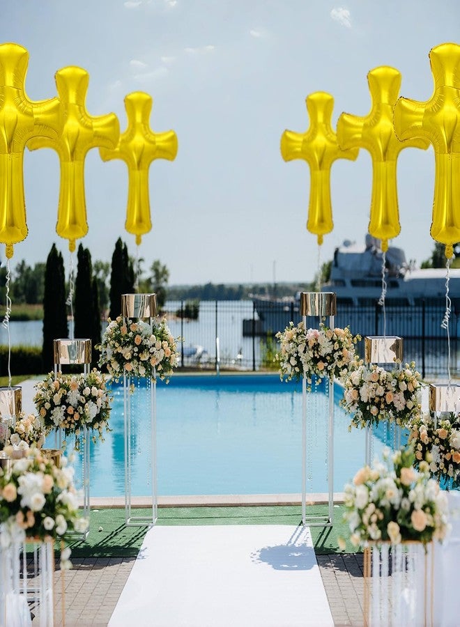 OULUN 6 Pcs 34 inch Cross Shape Aluminum Foil Balloon,God Bless Giant Memorial Baptism Balloon, Communion Baptism Religious Foil Party Balloon Outdoor Decorations (Gold) - Image 5